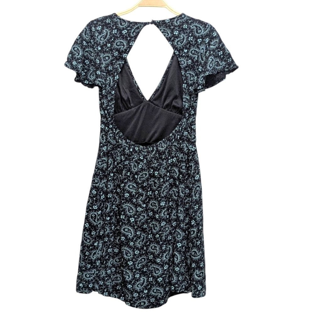 BP Deep V Neck Low Back Paisley Patterned Mini Dress Festival  Small - Picture 4 of 7